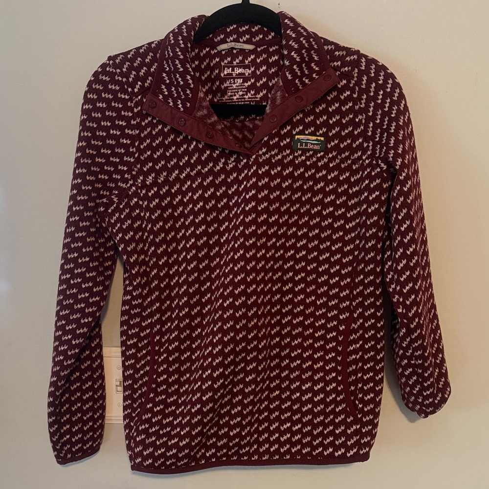 L.L. Bean Maroon Patterned Cowl Sweater